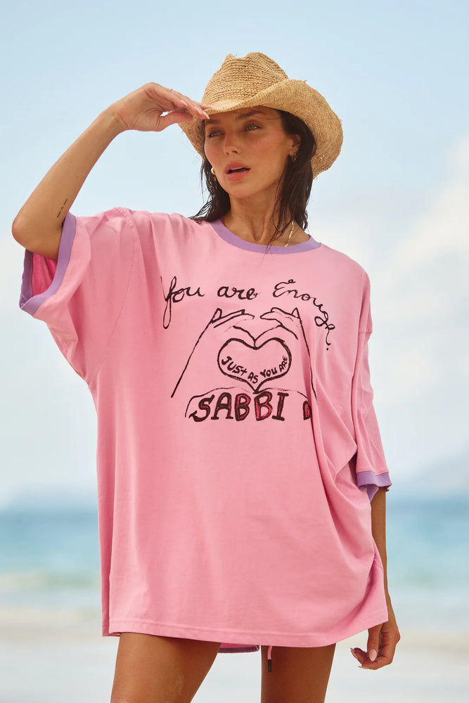 The Very Oversized Tee - You are enough Pink || SABBI