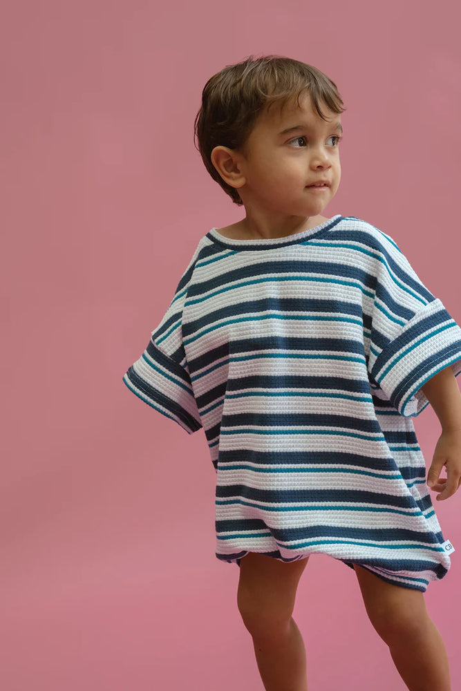 Corfu Stripe Knitted TShirt Romper || CINNAMON BABY