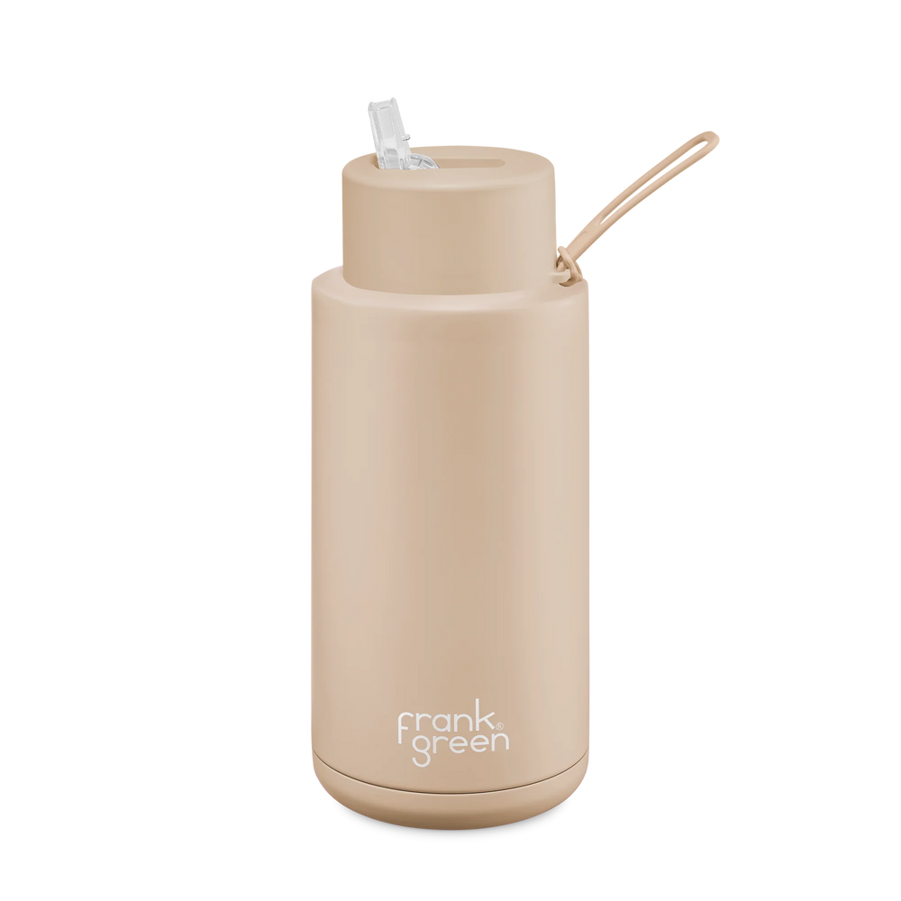 
            
                Load image into Gallery viewer, Ceramic reusable bottle with straw lid - 34oz / 1,000ml  -  Stone || Frank Green
            
        
