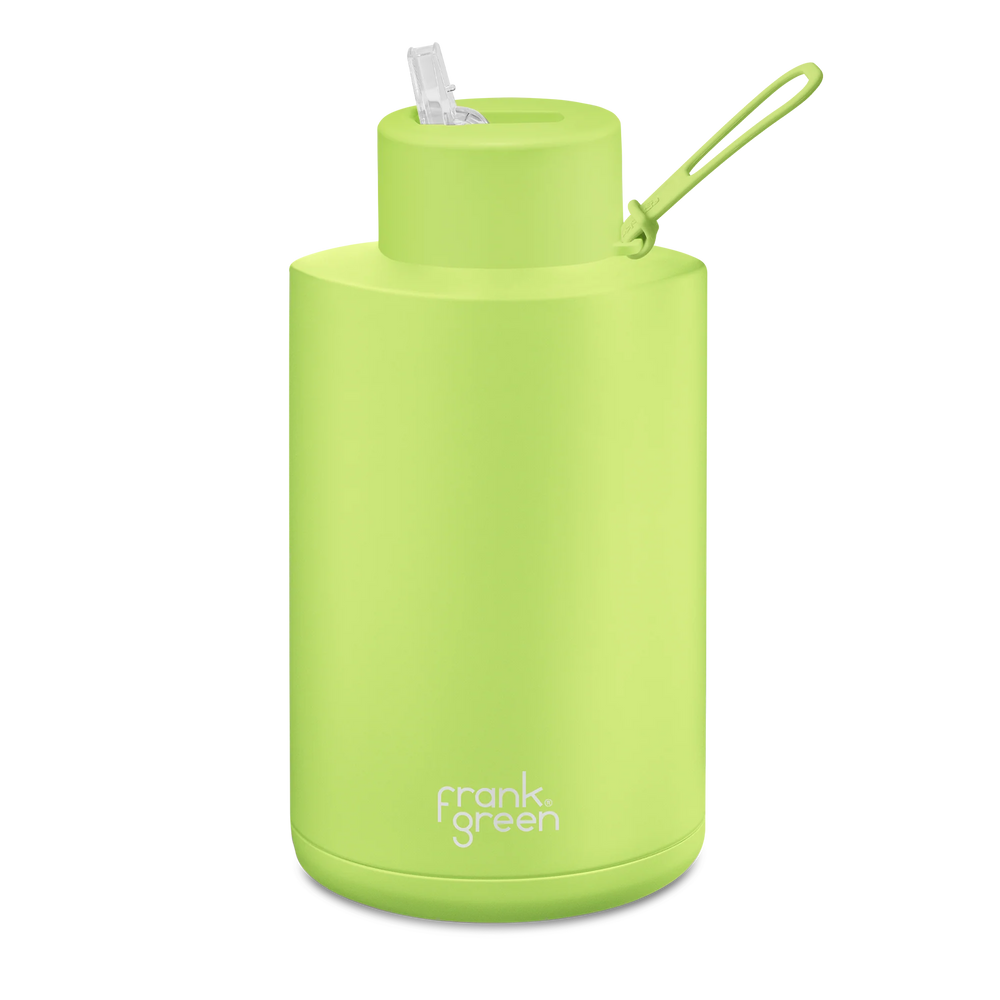 Ceramic reusable bottle with straw lid - 68oz / 2,000ml  -   Pistachio Green || Frank Green
