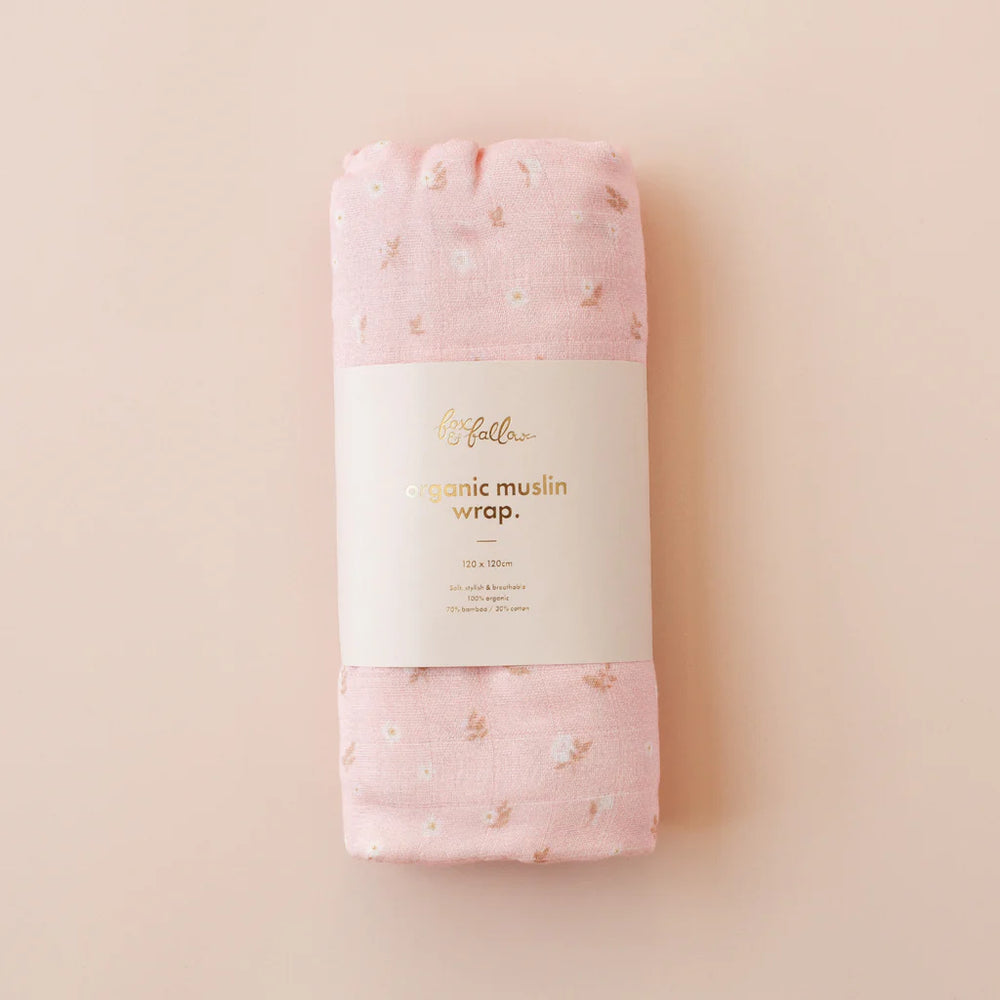 Dusty Roses Organic Muslin Wrap Swaddle || FOX & FALLOW