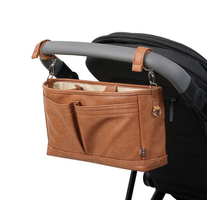 
            
                Load image into Gallery viewer, Faux Leather Pram Caddy - Tan || OiOi
            
        