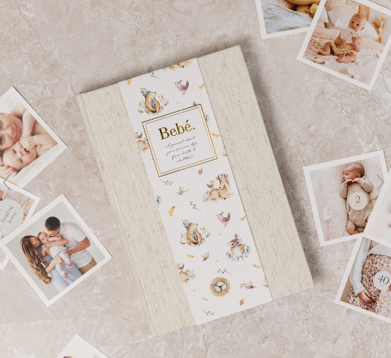 Bebe Baby Book with Keepsake Box & Pen - OATMEAL || TRULY AMOR