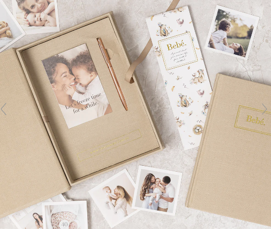 Bebe Baby Book with Keepsake Box & Pen -  MOCHA || TRULY AMOR