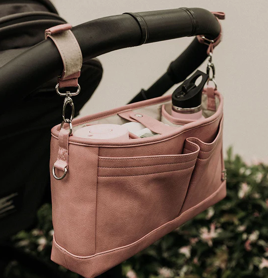
            
                Load image into Gallery viewer, Faux Leather Pram Caddy - Dusty Rose || OiOi
            
        