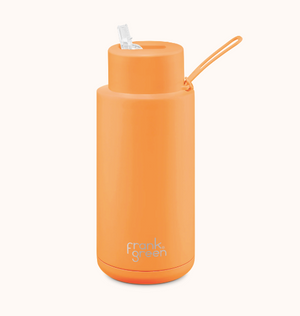 
            
                Load image into Gallery viewer, Ceramic reusable bottle with straw lid - 34oz / 1,000ml  -  Neon Orange || Frank Green
            
        