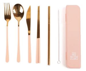 
            
                Load image into Gallery viewer, Cutlery Kit - Gold &amp;amp; Blush ||  The Somewhere Co
            
        