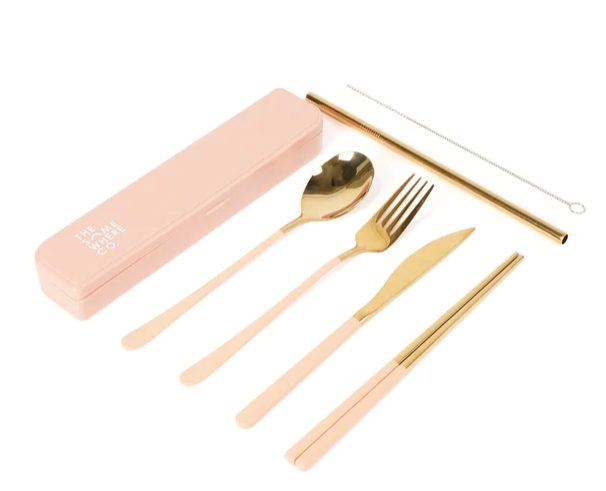 
            
                Load image into Gallery viewer, Cutlery Kit - Gold &amp;amp; Blush ||  The Somewhere Co
            
        