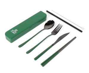
            
                Load image into Gallery viewer, Cutlery Kit - Black &amp;amp; Forest ||  The Somewhere Co
            
        