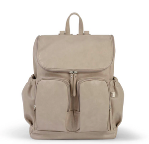 
            
                Load image into Gallery viewer, Faux Leather Nappy Backpack - Taupe || OiOi
            
        