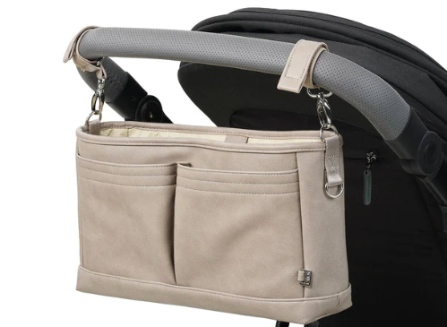 Faux Leather Pram Caddy - Taupe || OiOi