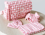 Convertible Dolls Nappy Bag Set - Pink Ginham || TINY HARLOW