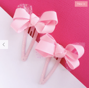 Pink Mini Bow Hairclips  || LAUREN HINKLEY