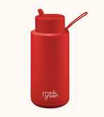 Ceramic reusable bottle with straw lid - 34oz / 1,000ml  -  Atomic Red || Frank Green
