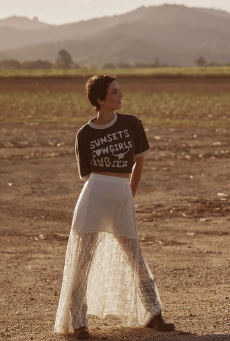 Lace Maxi Skirt - Cream || SABBI