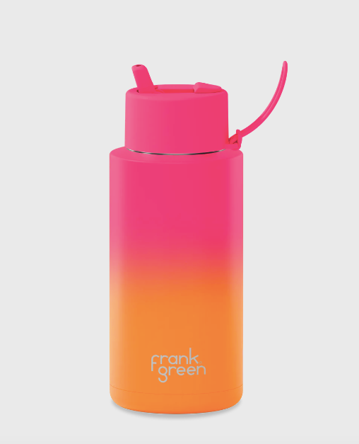 Ceramic reusable bottle with straw lid - 34oz / 1,000ml  - Summer Sunset || Frank Green