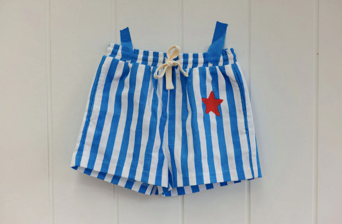 Dizzy Star Shorts - Blue Stripe || SUNDAY SIBLINGS