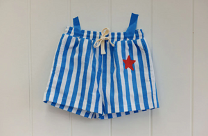 Dizzy Star Shorts - Blue Stripe || SUNDAY SIBLINGS