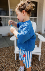 Dizzy Star Shorts - Blue Stripe || SUNDAY SIBLINGS