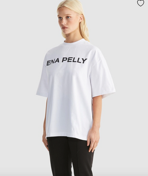 The Chloe Oversized Tee - White || ENA PELLY