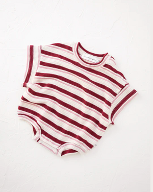 Pomegranate Stripe Knitted TShirt Romper || CINNAMON BABY