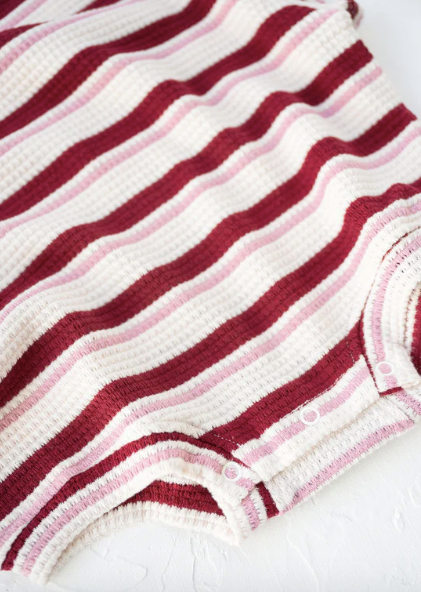 Pomegranate Stripe Knitted TShirt Romper || CINNAMON BABY