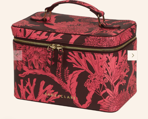 Delphine Large Vanity Case Garnet - Large ||  Sage and Clare
