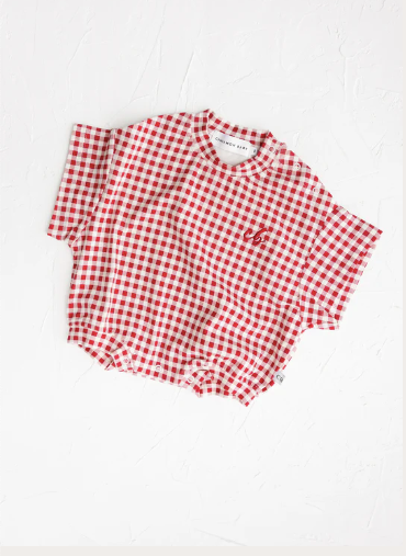 Crimson Gingham Romper || CINNAMON BABY