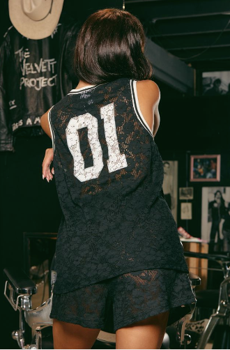 The Lace Basketball Singlet - BLack || SABBI