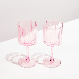 
            
                Load image into Gallery viewer, Two Wave Wine Glasses - Pink  || Fazeek
            
        