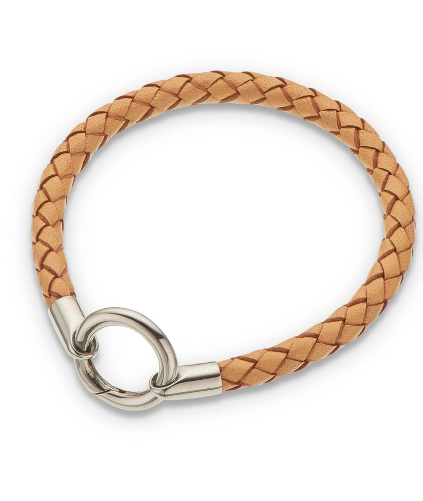 
            
                Load image into Gallery viewer, Palas Natural Round Plaited Med Leather Bracelet
            
        