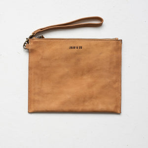 Large Flat Leather Pouch - Natural  ||  Juju & Co