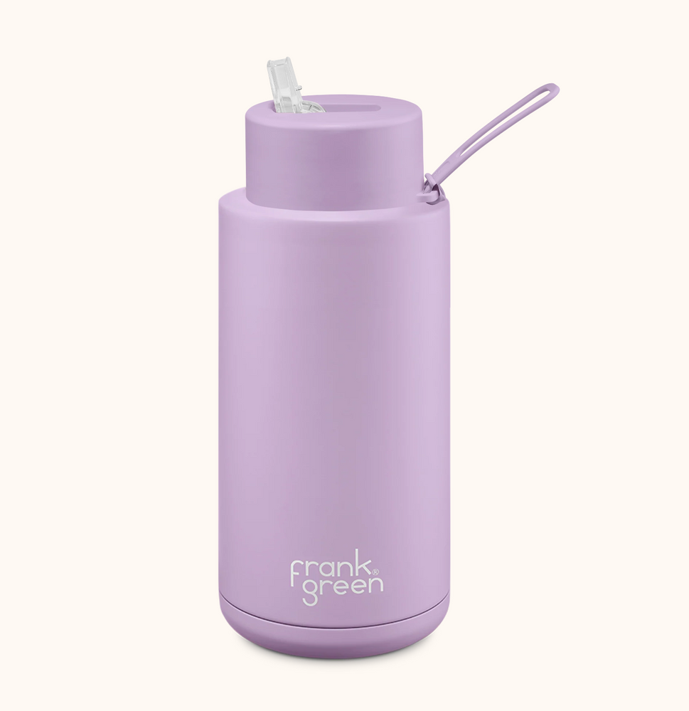 Ceramic reusable bottle with straw lid - 34oz / 1,000ml  -  Lilac Haze || Frank Green