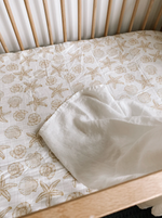 Seashells cot sheet - 100% Organic Muslin Cotton  ||  Milky Designs