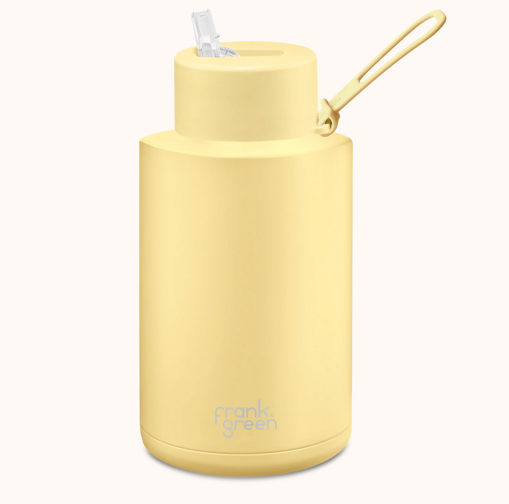 Ceramic reusable bottle with straw lid - 68oz / 2,000ml  -  Buttermilk || Frank Green