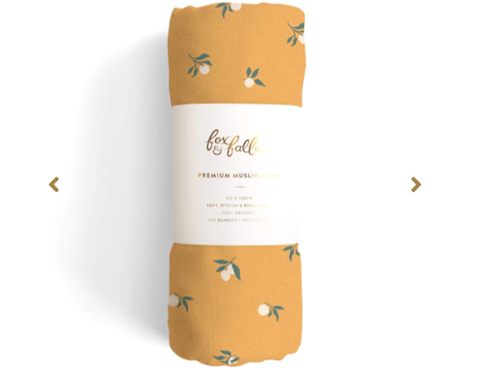 Tiny Lemons Organic Muslin Wrap Swaddle || FOX & FALLOW